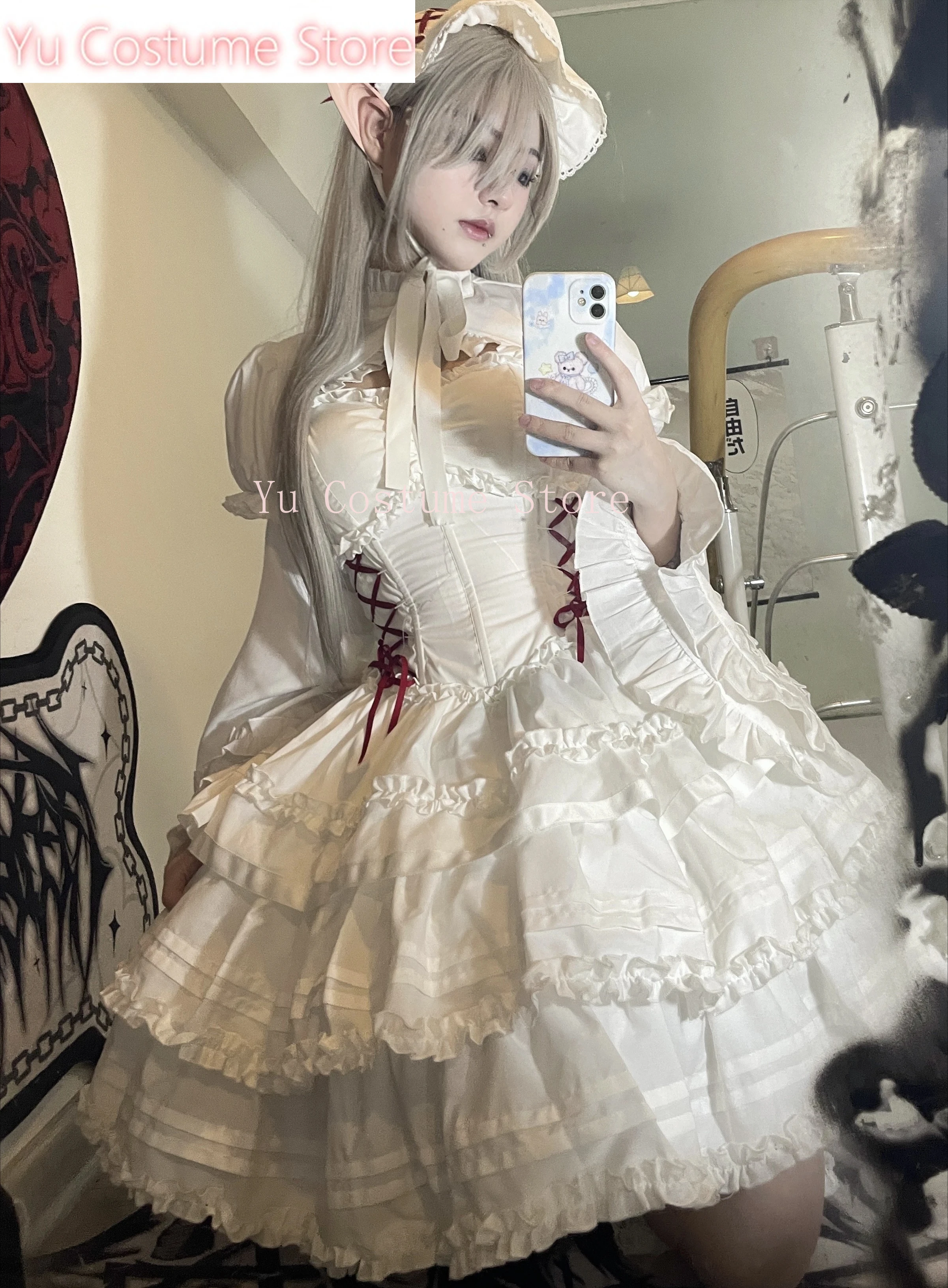 

Original Design Women Girls Sweet Lolita Dress Gothic Style White Spaghetti Straps Sling Dress JSK and Cape Princess Dress 2025
