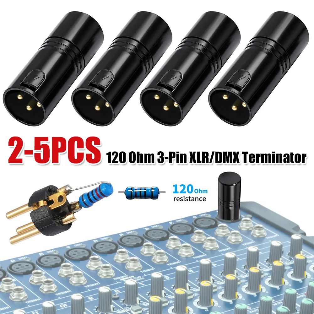 120 Ohm 3-Pin XLR/DMX Terminator Audio Converter Connector Adapter 3 Pin XLR Male Microphone Cable Connectors