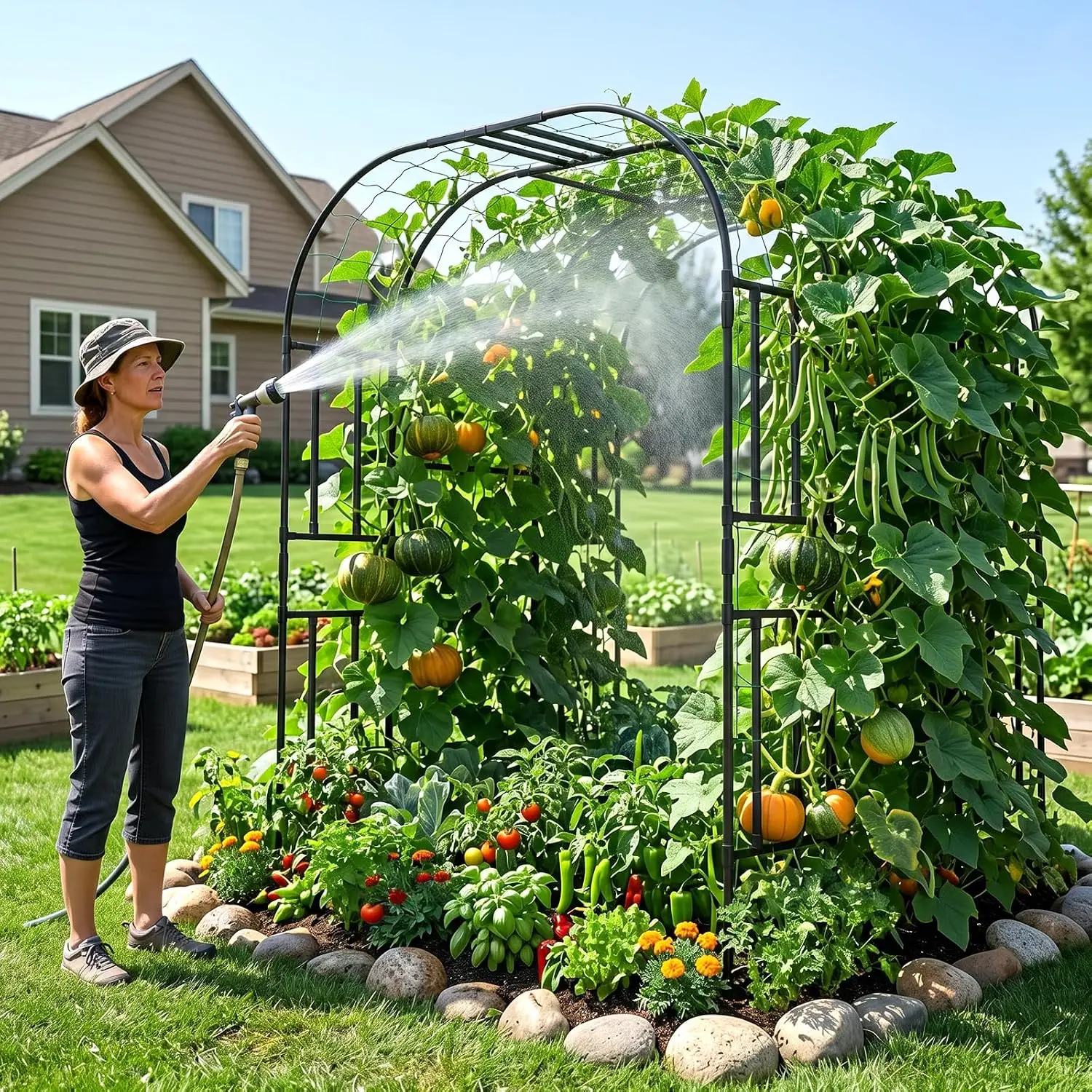 87in H Tall Garden Arch Trellis for Climbing Plants Outdoor, Customized 6
