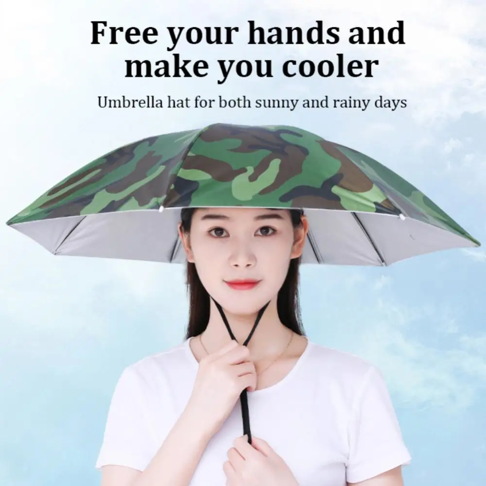 Fishing Umbrellas Hat Adjustable Portable Outdoor Foldable Traveling Hiking Umbrella Travel Hiking  Beach Fishing Umbrellas Hat