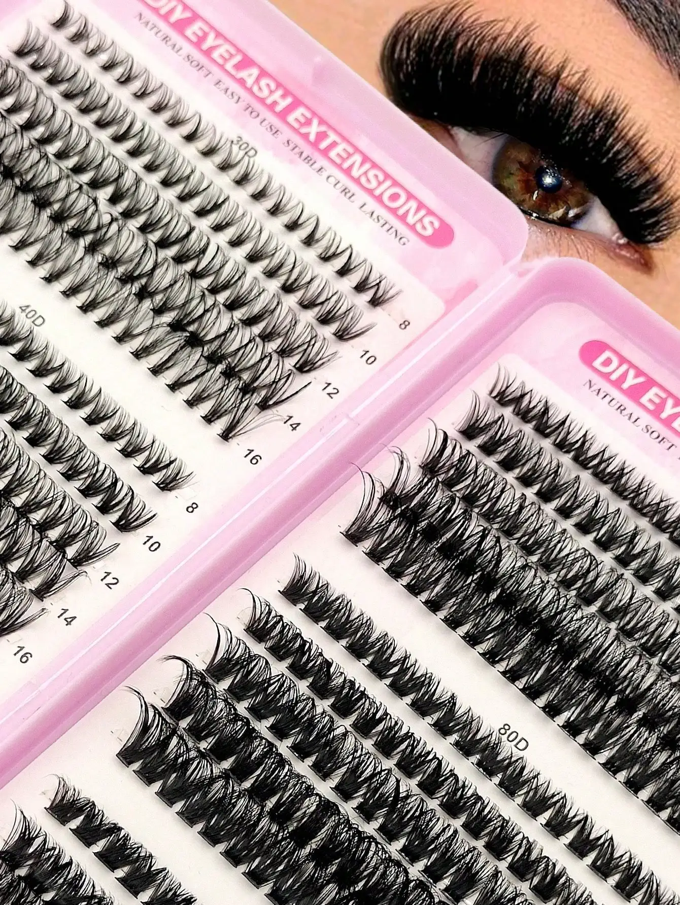 DIY Wimpernverlängerungen für Zuhause, Wimpernbuch, weiche, flauschige Cluster-Wimpern, natürliche einzelne Wimpern für Augen-Make-up – Detail 2