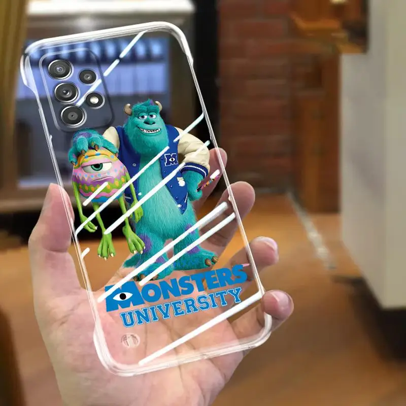 Etui na telefon Samsung Galaxy A52 A14 A51 etui A13 A55 A52s A15 A53 bez obramowania chłodzenie przezroczyste funda Disney Cartoons Monsters Inc