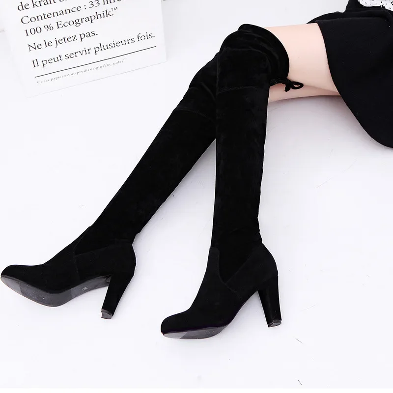 2024 Autumn ladies Over the Knee Boots Outdoor thick heeled non slip shoe Fashion comfortable long boot New casual women's shoes