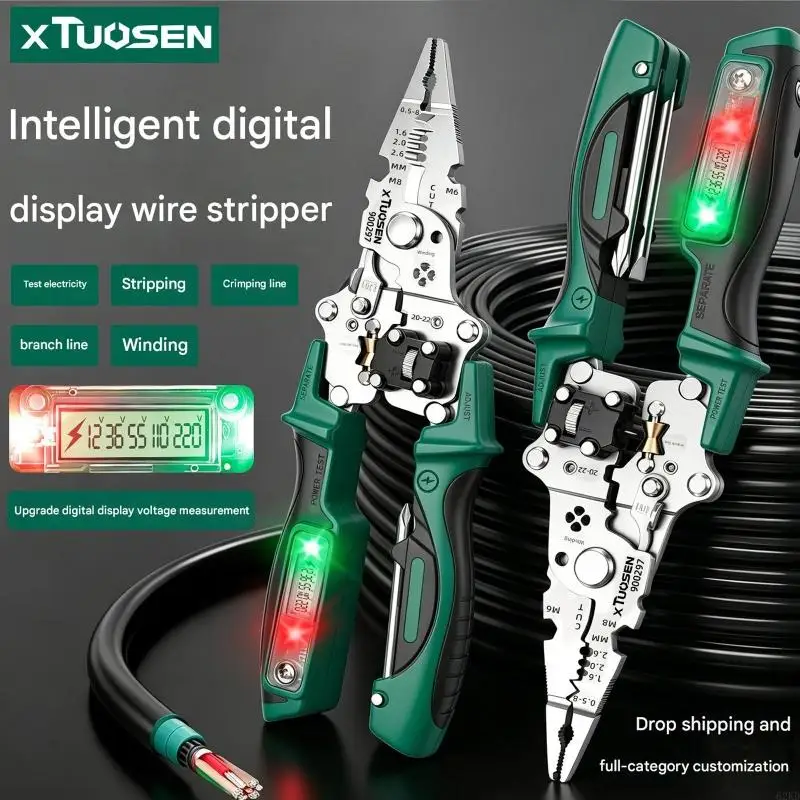 62KD Professional Cable Stripping Crimping Cutting Pliers Integrated With Voltages Detectors