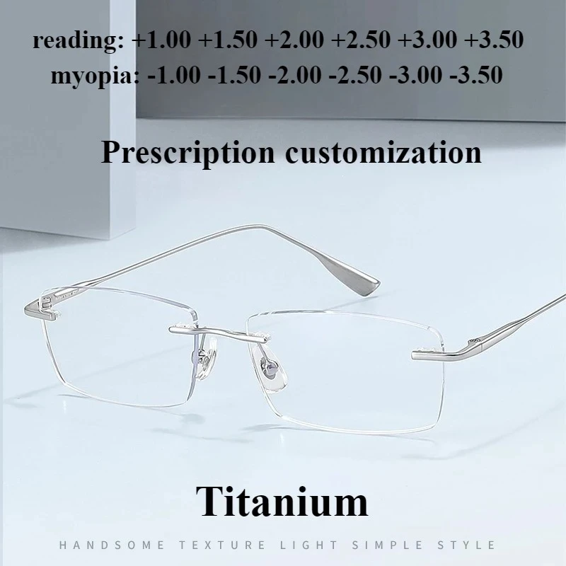 

Сверхлегкие очки без оправы из чистого титана, женские очки с защитой от синего света, оправа для очков на заказ, очки по рецепту для близорукости, очки для чтения