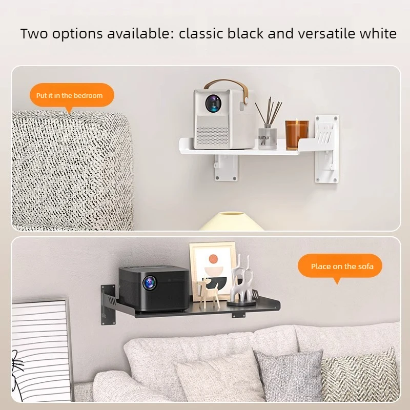 No Drill Projector Wall Shelf with 15kg Capacity, Stable Storage Platform for Bedroom Living Room Bedside Home Theater Use