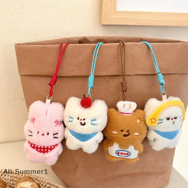الكرتون أفخم الأرنب الدب القط المفاتيح لطيف الحيوان حقيبة قلادة الديكور سيارة كيرينغ اكسسوارات للنساء الأزواج Kawaii هدية
