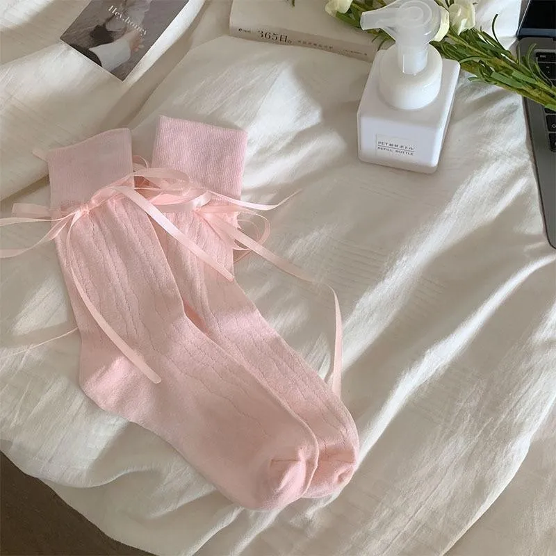 1/4 Paar lange Damensocken, hochwertige einfarbige Kniestrümpfe mit Schleife, süße Kniestrümpfe für Damen, BrewThin, weiche, süße Damenstrümpfe, gestreift