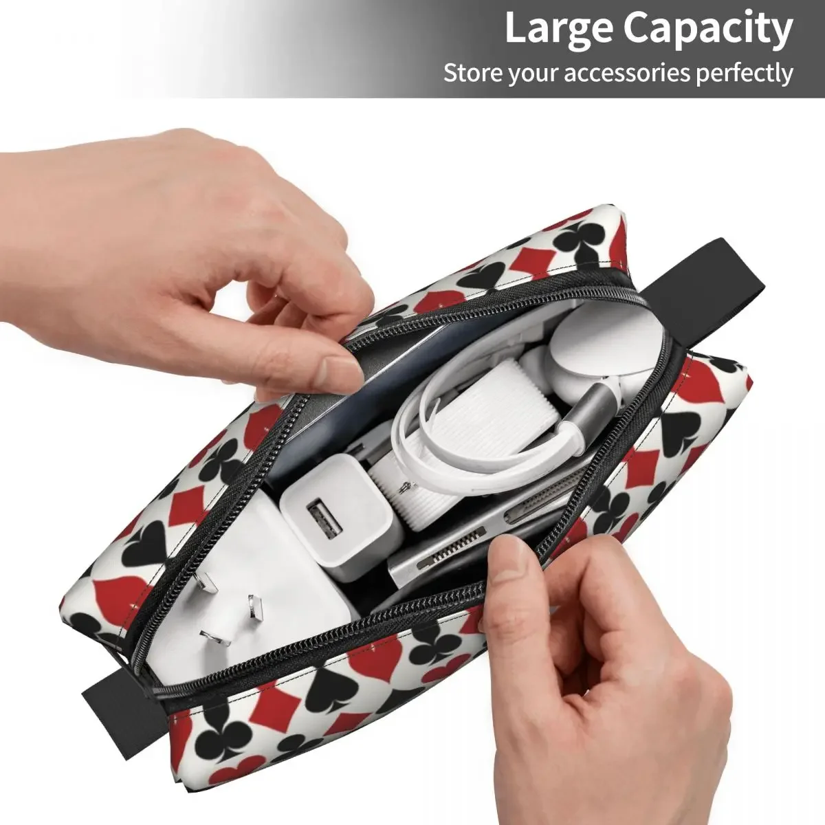 Poker Playing Card  Travel Cosmetic Bag Heart Spade Diamond Club Makeup Toiletry Organizer Lady Beauty Storage Dopp Kit