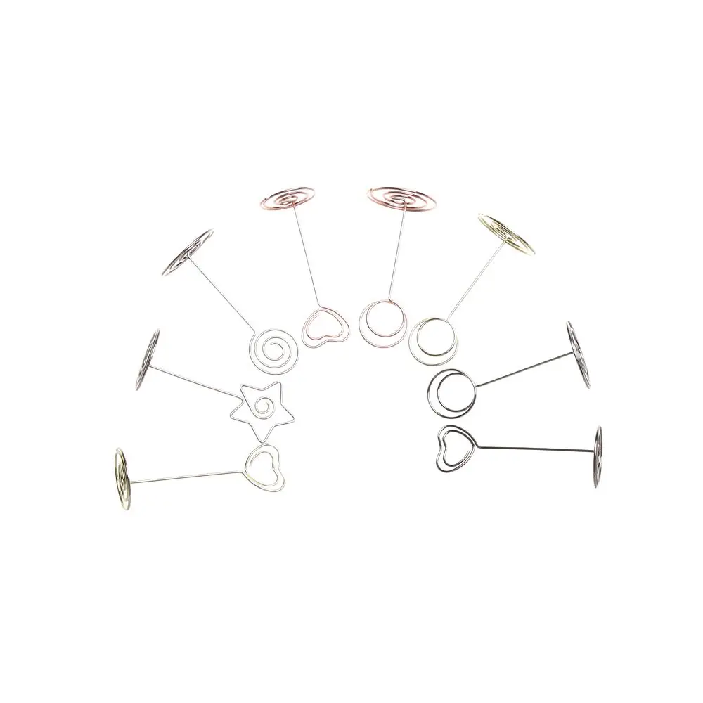 1/5pcs Rose Gold Metallic Wedding Supplies Heart Shape Paper Clamp Place Card Photos Clips Clamps Stand Table Numbers Holder