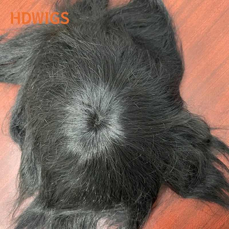 Wig pria renda PU Wig rambut manusia Remy India renda depan Swiss pria prostesis gelombang lurus warna alami rambut palsu pria