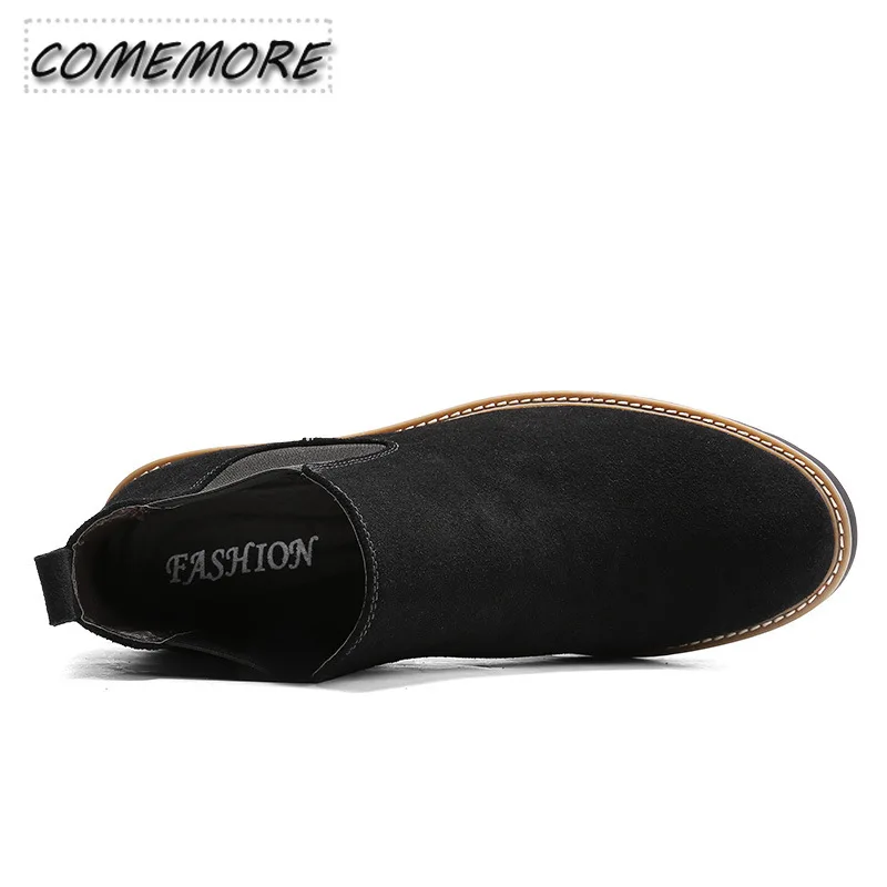 2024 New Casual Shoes Man Spring New Fashion Casual Men Ankle Chelsea Boots Male Shoes Cow Suede Leather Slip on Motorcycle Boot