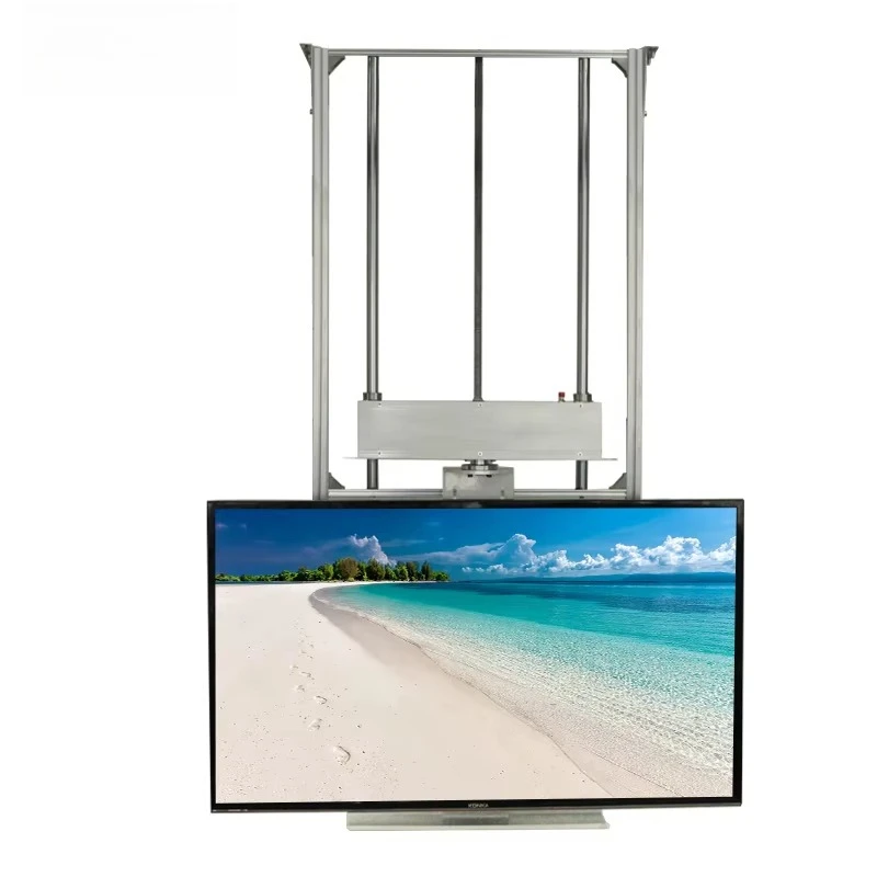 180 Degree Rotate Remote Control Motorized Max 75 Inches Ceiling LCD TV Lift Hidden White/Black Stainless Steel TV Mount Wired