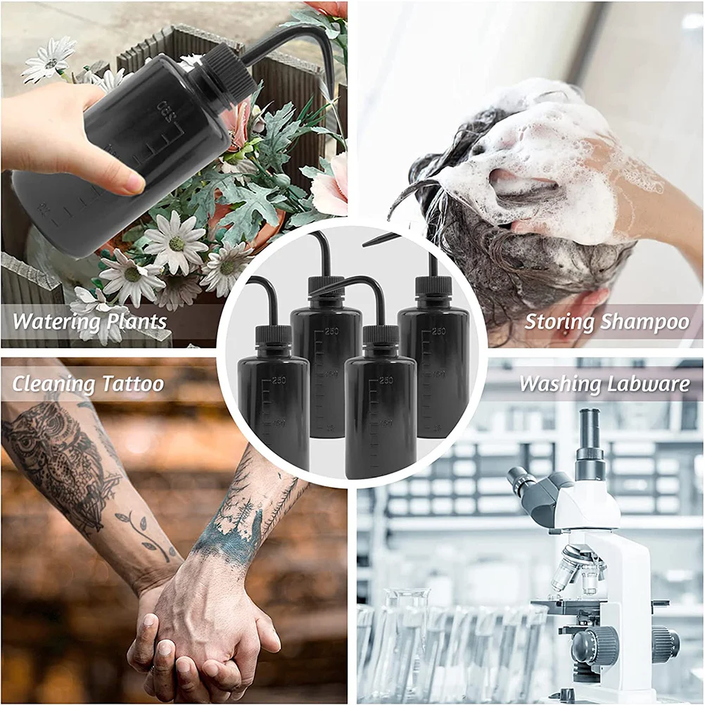 

4pcs 250Ml Plastic Squeeze Wash Bottle 85-Degree Nozzle For Eyelash Extensions Laboratory Plant Watering Rinse Tool