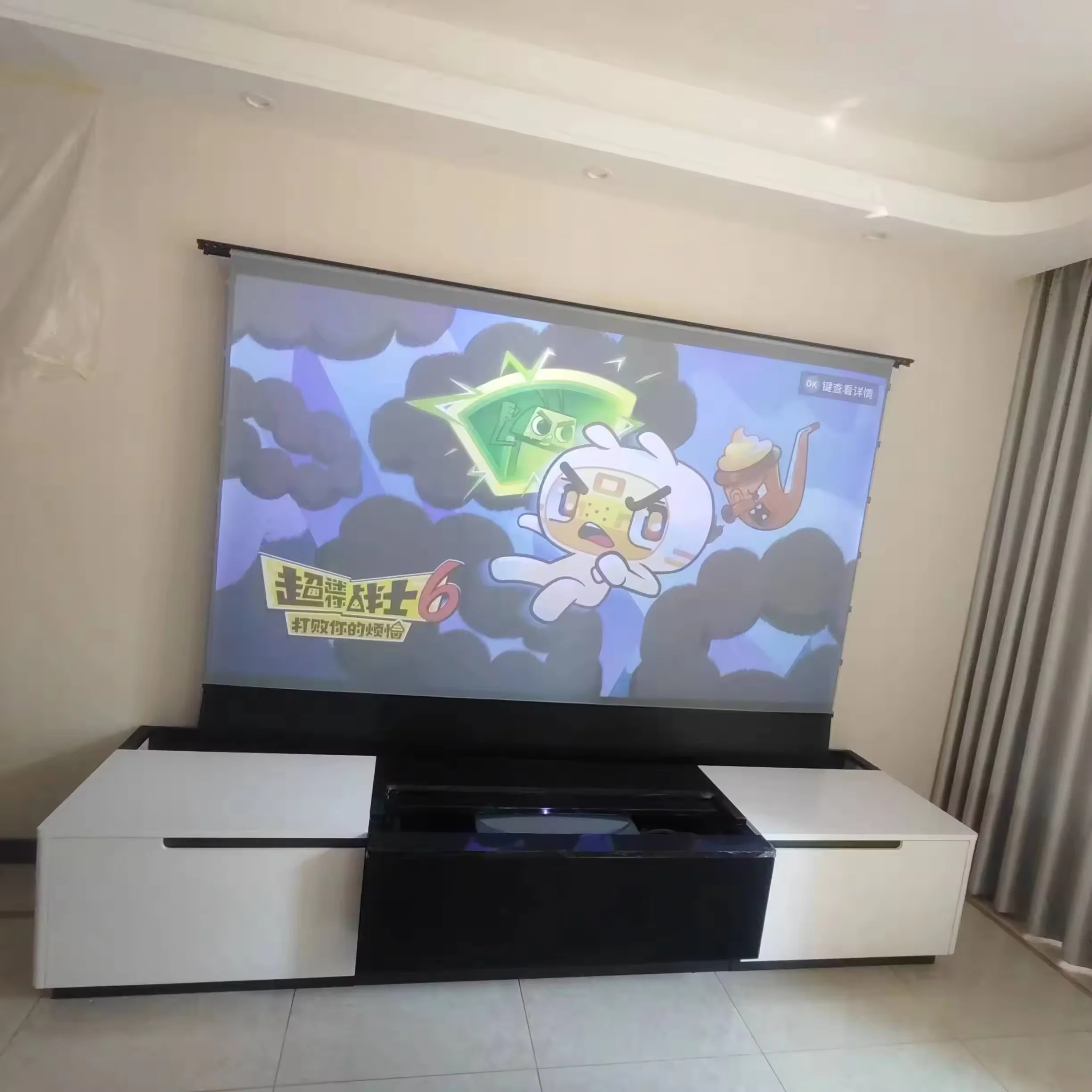 

TELON Tab-Tension ALR Floor Rising Projector Screen With Stand Portable 100'' 16:9 4K pull up For Long Throw Projector