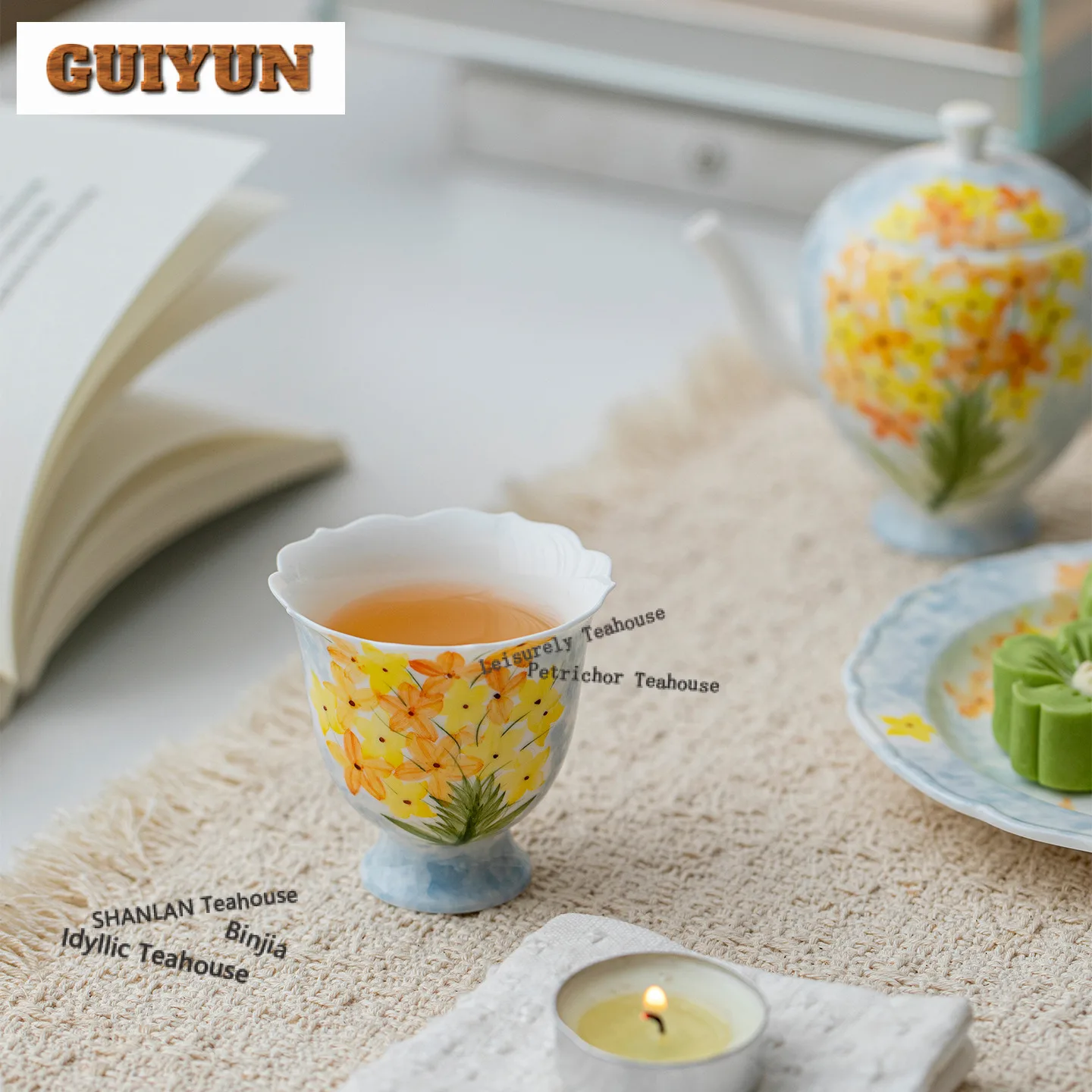 70ml Oil Painting Style Hand-painted Star Bouquet Teacup Retro Tea Bowl Mug Tea-tasting Personal Cup Jianzhan Master Cups Craft