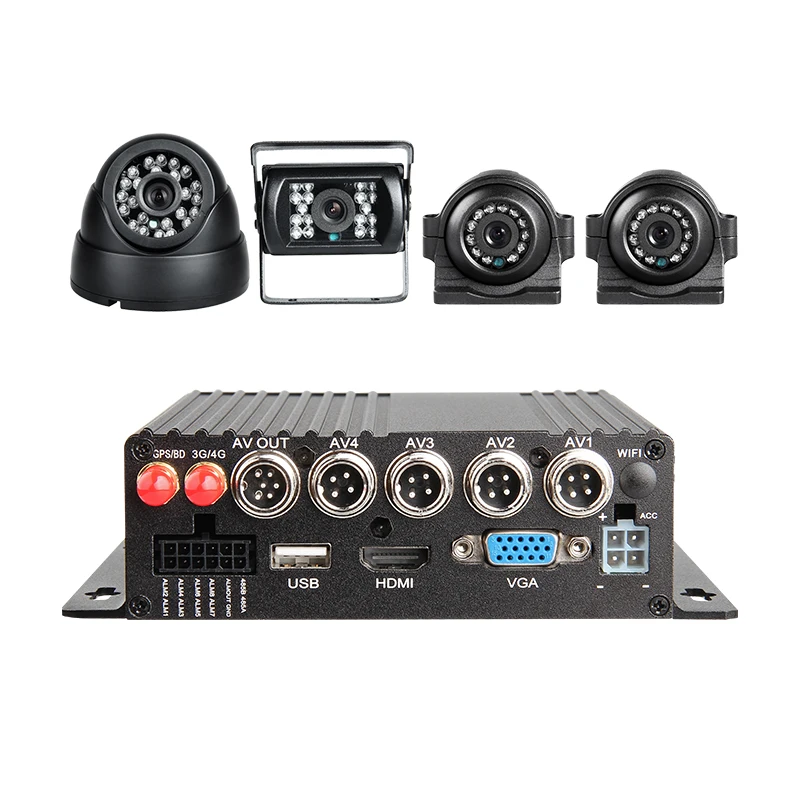 MDVR Kit 4G 4CH 1080P AHD Mobile Vehicle Car DVR Video Recorder Kit  with 4pcs for Truck Bus RV Van