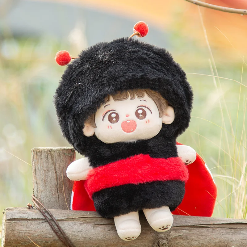 Doll Clothes For 20cm Idol Cotton Doll Outfit Accessories Black Red Ladybug One-Piece Suit Kawaii Collection Gift