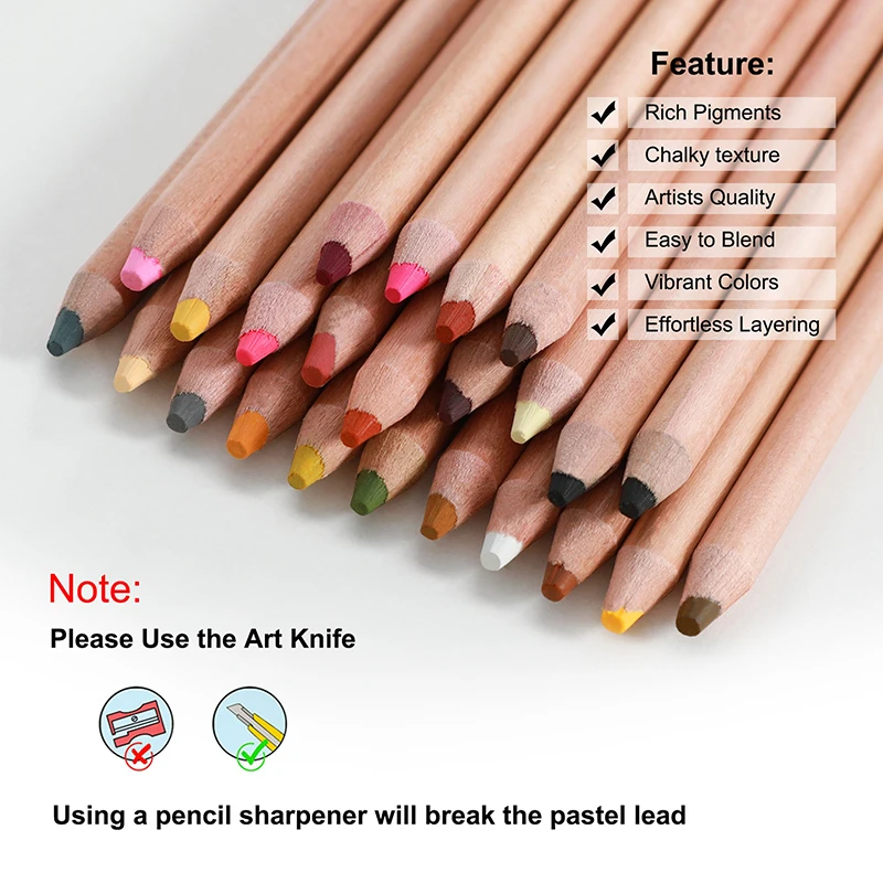 KALOUR Professional Pastel Pencils Set 24/50/72pcs High-quality Soft Lead Artists Pen for Adults Kids Beginners Mark Making Tool