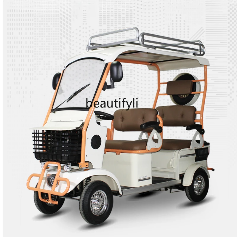 

Small bus electric four-wheeler elderly scooter disabled elderly battery car with shed