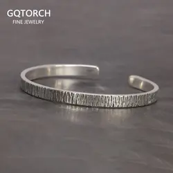 Genuine 925 Sterling Silver Solid Tin Paper Bracelet for Men and Women Handmade Retro Simple Fine Jewelry