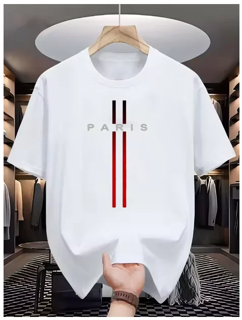 confortavel-em-torno-do-pescoco-manga-curta-camiseta-topmen-100-algodao-puro-verao-casual-solto-moda-paris-carta-impressa