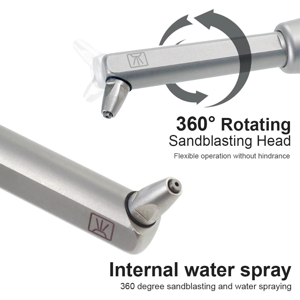 Pistola de alúmina microblaster, jato de areia de óxido de alumínio dental 2 em 1 com spray de água interno, polidor de ar adequado para acoplamento kv