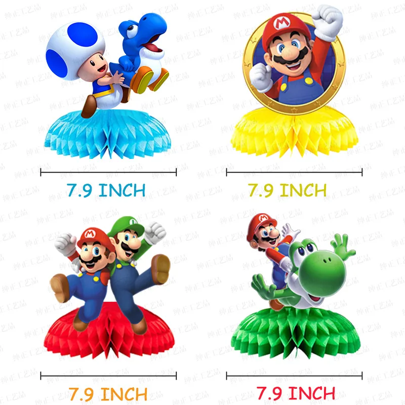 Game Super Marios Bros Party Honeycomb Paper Fan Theme Decoration Luigi Tabletop Decoration Supplies Birthday Gifts