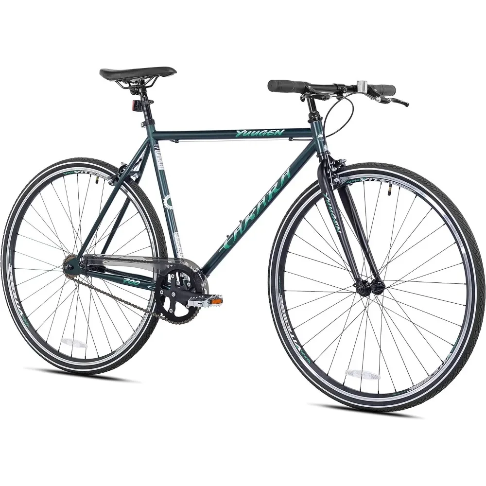 for   Single Speed Flat Bar Fixie Road Bike, 700c, Medium, Green