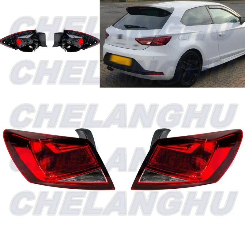 For SEAT Leon MK3 5F 2013 2014 2015 2016 2017 2018 2019 2020 Hatchback Pair L+R Outer Side Tail Light Rear Lamp Without Bulbs