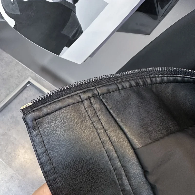 Spring and Autumn Men's Soft Leather Jacket Business Slim Fit Lapel Jacket Casual Men's PU Motorcycle Jacket