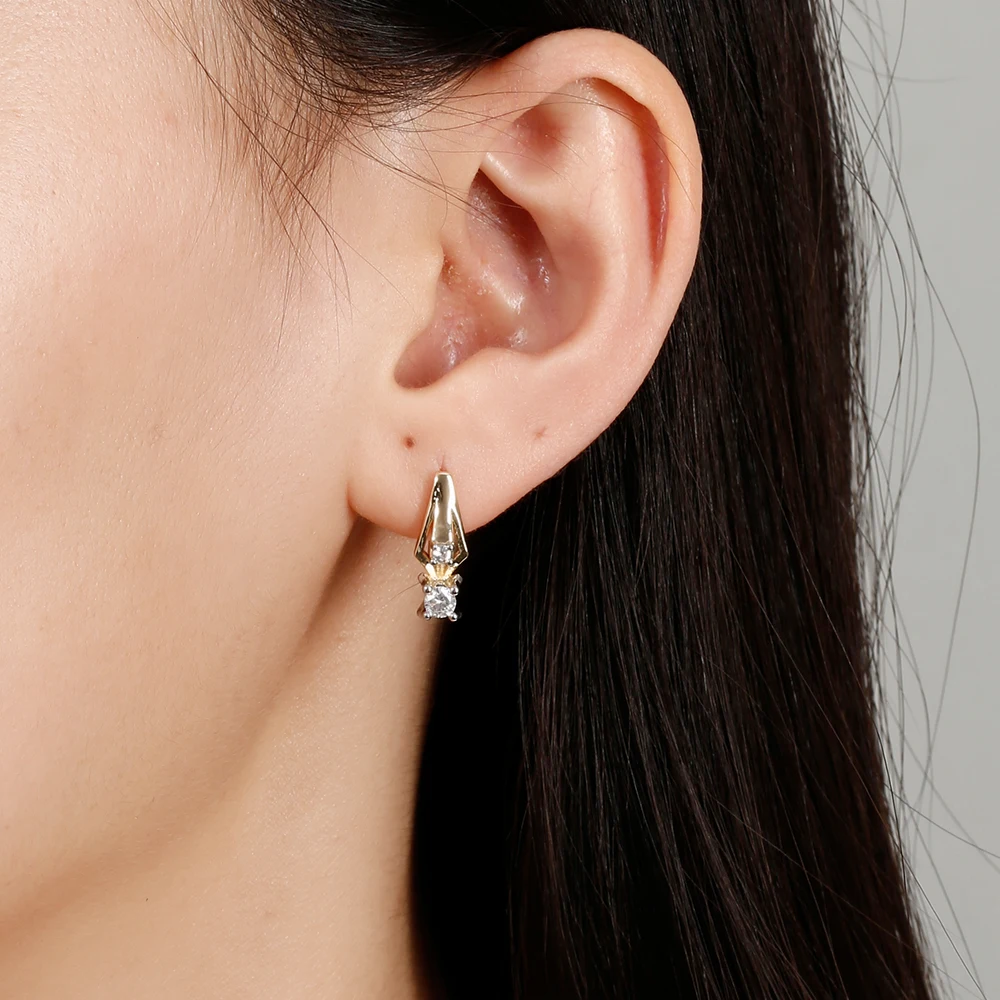 Leichter Luxus-Geometrie-Zirkonring und Ohrringe-Set, 14K vergoldetes Kupfer, einfache Alltagsaccessoires, Geburtstagsgeschenk – Detail 5