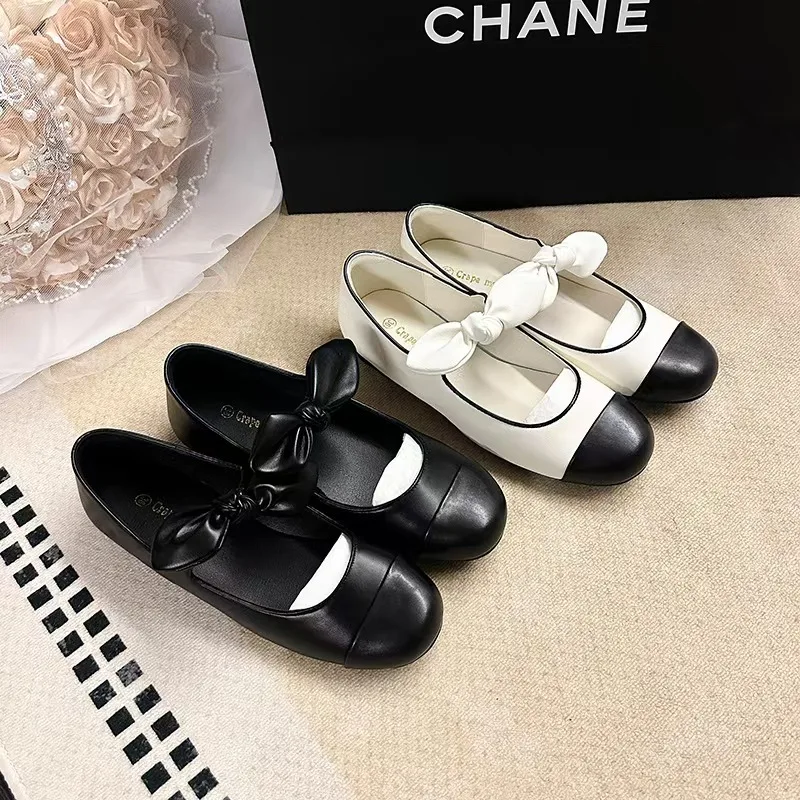 مصمم فراشة عقدة المرأة ماري جين أحذية موضة الضحلة الانزلاق على أحذية السيدات عادية في الهواء الطلق لينة وحيد أحذية راقصة الباليه