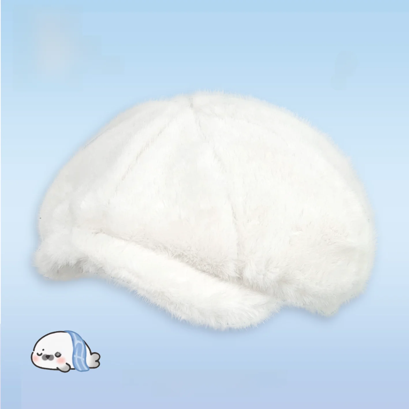 Cute Seal Baseball Cap Beret Hat Double Wear Winter Small Face Big Head Circumference Forward Cap Sweet Morning Commute Hat