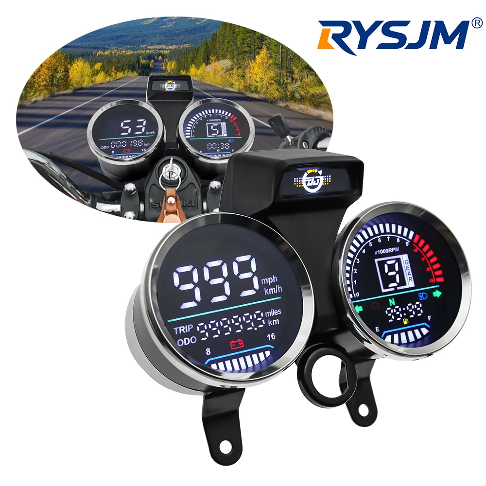 Multi-functional Gauges Instruments Motorbike Digital Odometer Speedometer Tacho Universal Motor Fuel Level Meter Indicator Led