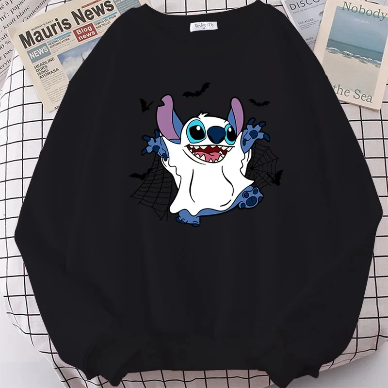 2024 MINISO New Autumn/Winter Boys&Girls Stitch Halloween Print O-Neck Sweater KID/Adult Casual Kawaii Parent-Child Pullover