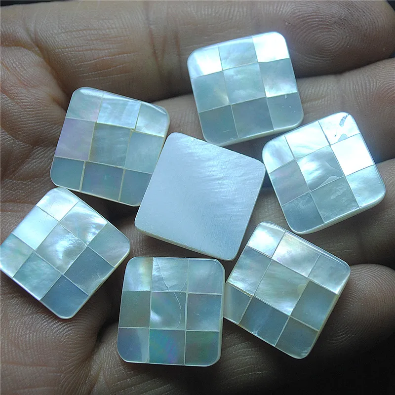 4PCS Saltwater White shell Cabochons Square Shape NO Hole 18x18MM Mosaic Stick Handcraft Making Findings DIY