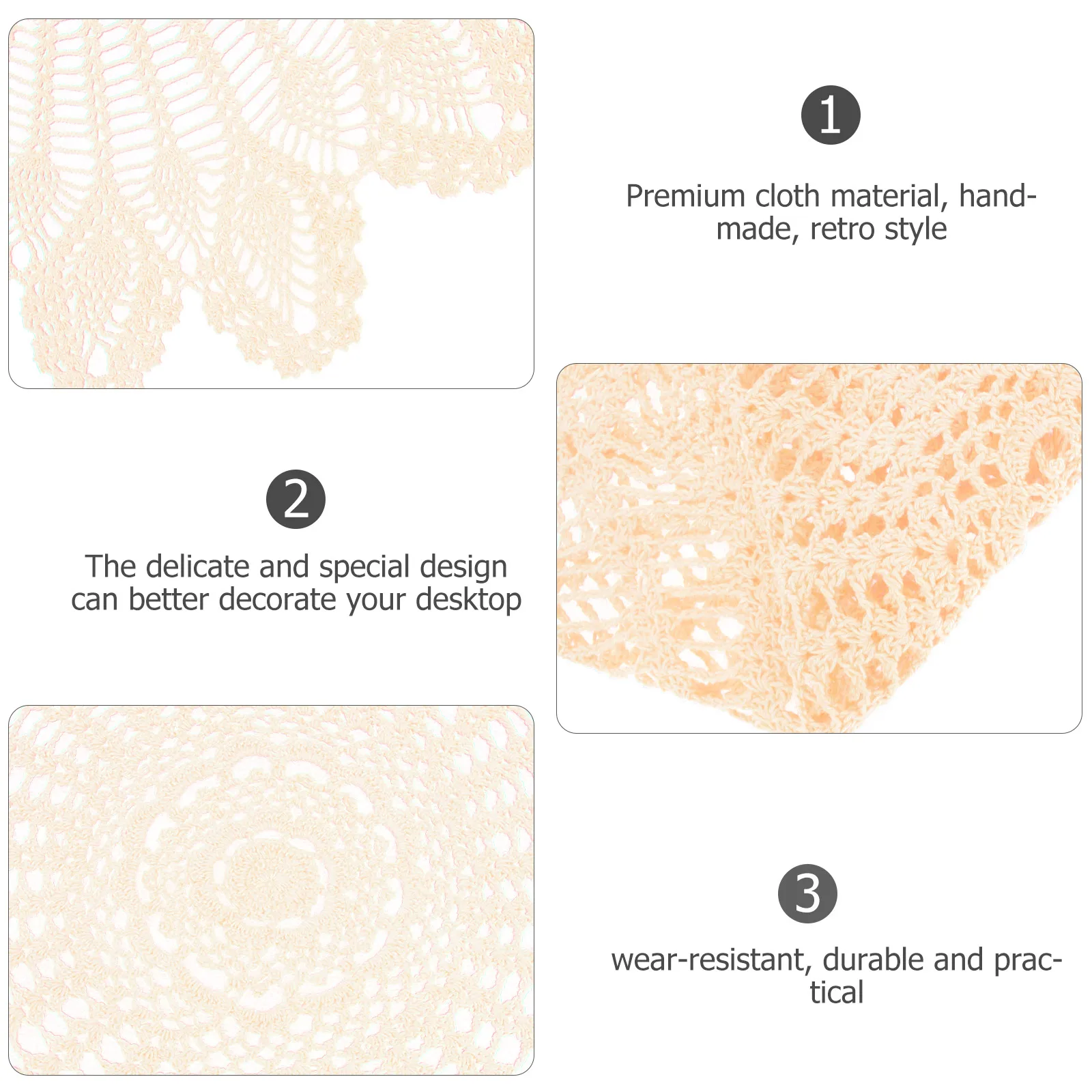 

Vintage Crochet Tablecloth Delicate Doily Dining Table Cover Functional Home Decorative Cloth Easy Clean Storage Space Saving