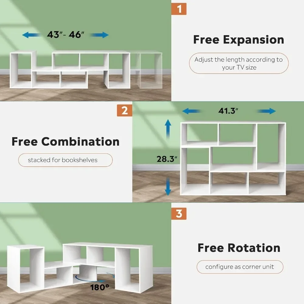 TV Stand for 65 75 inch TV, Modern Entertainment Center with Storage Shelves, Media Console Bookshelf for Living Room