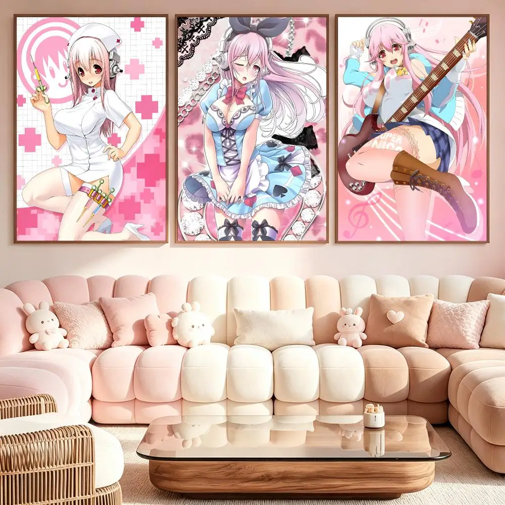 Character Super SonicoS Poster Poster Kawaii Self Adhesive HD Wall Print Cute Home Bedroom Room Aesthetic Decor Gift