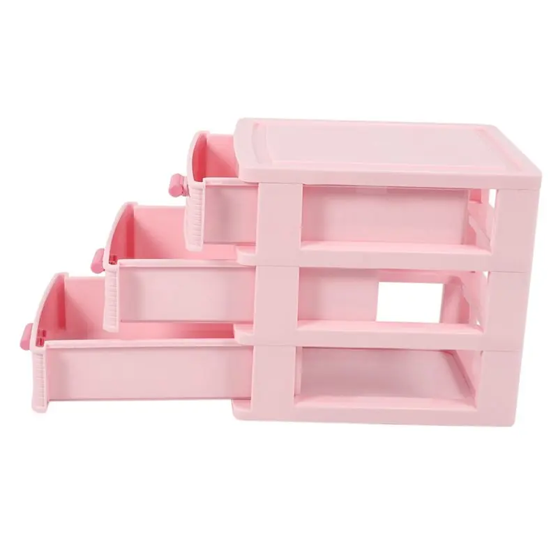【ALLOWANCE】6X Plastic Drawer Designed 3 Compartment Jewelry Storage Box Pink