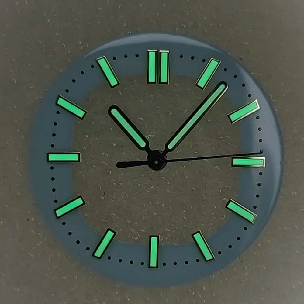 

30.5mm Watch Dial Pointers Set Transparent Dials Green Luminous Dial Watch Face+Hands Fit for NH35 Movement