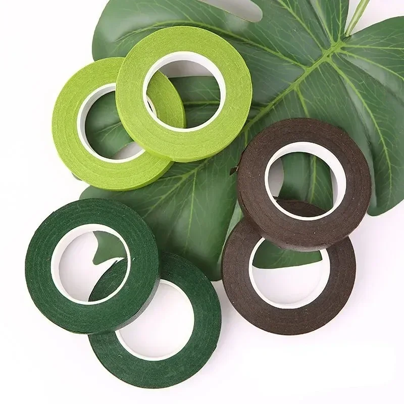 Self-adhesive Bouquet Floral Stem Tape Artificial Flower Stamen Wrapping Florist Green Brown Tapes DIY 12mm Flower Supplies