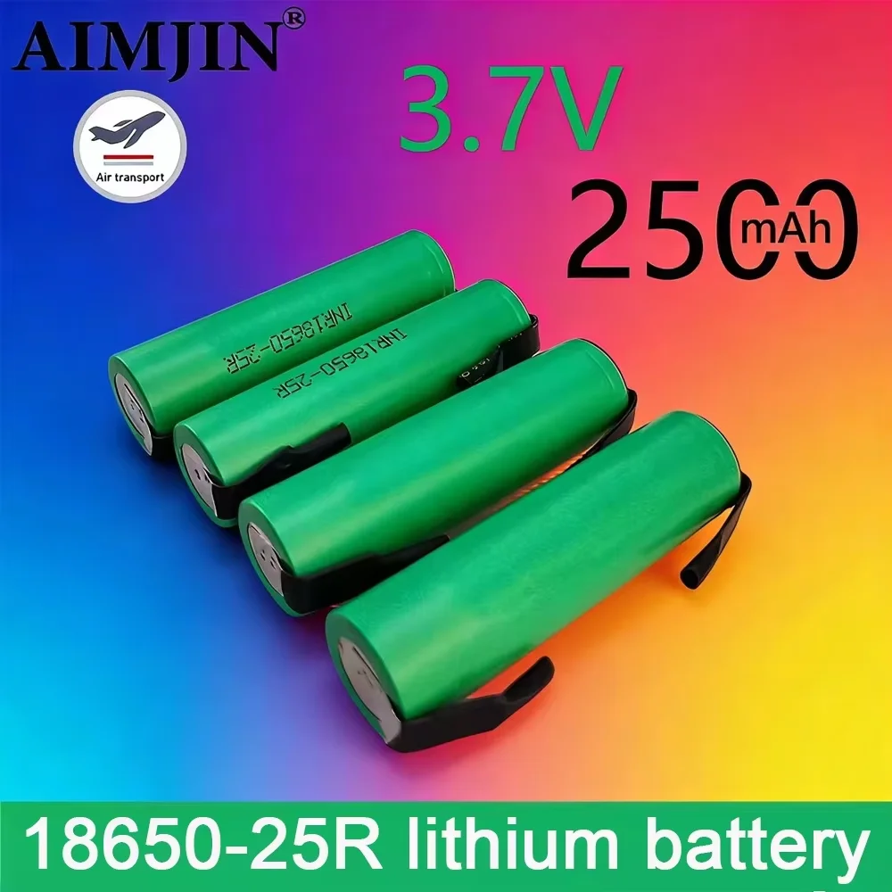 

2500mAh Rechargeable battery 100% New Brand 3.6V INR18650 25R for Samsung M 20A High discharge + DIY Nickel