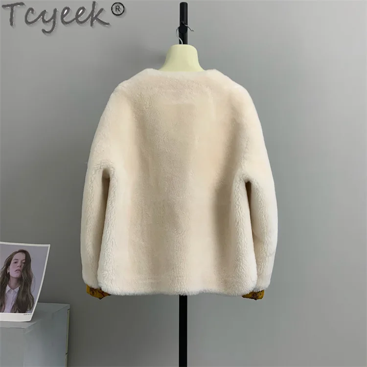 Tcyeek 100% Wool Jacket Women Clothes Casual Sheep Shearling Coat Korean Fur Coat Winter Women's Fur Jackets Abrigo Mujer 2024