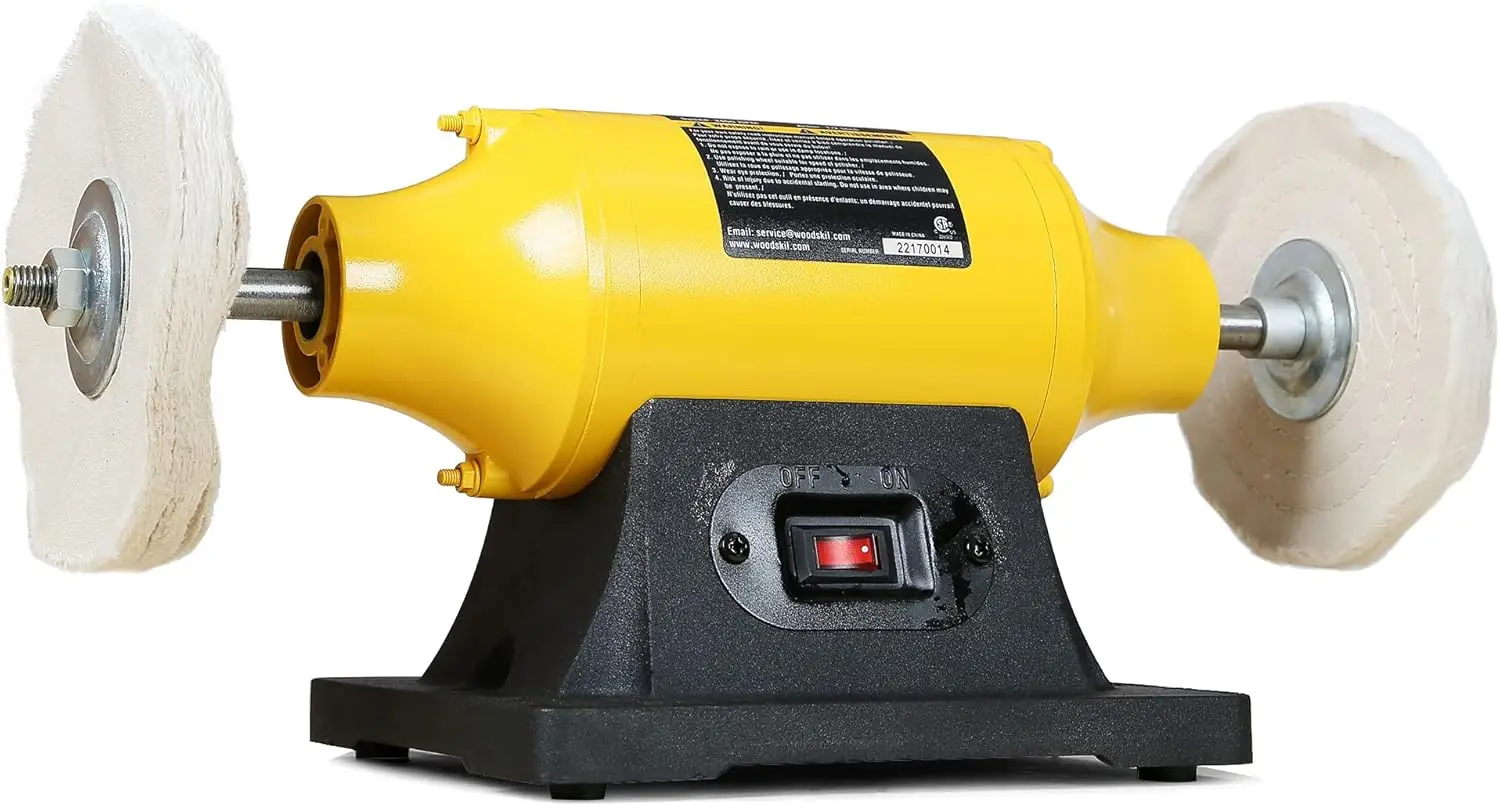 

6-дюймовый настольный буферный полировщик, 3450 об/мин с жесткими и байковыми колесами для металла, ювелирных изделий, дерева