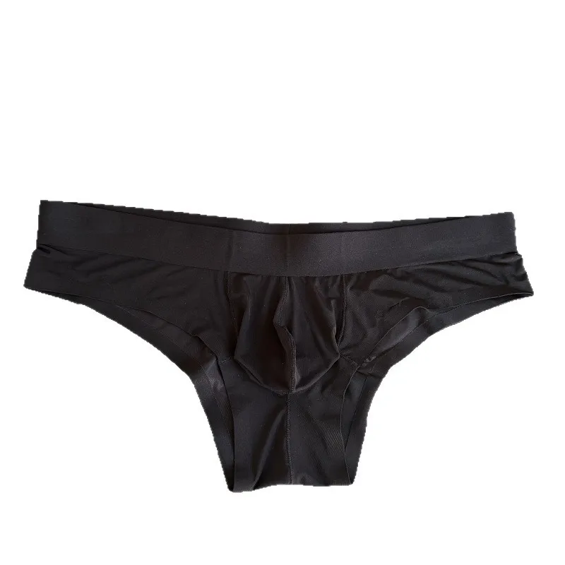 Men Seamless Ice Silk Briefs Low Waist Sexy Triangle Underwear Breathable U Pouch Thin Fashion Youth Underpants