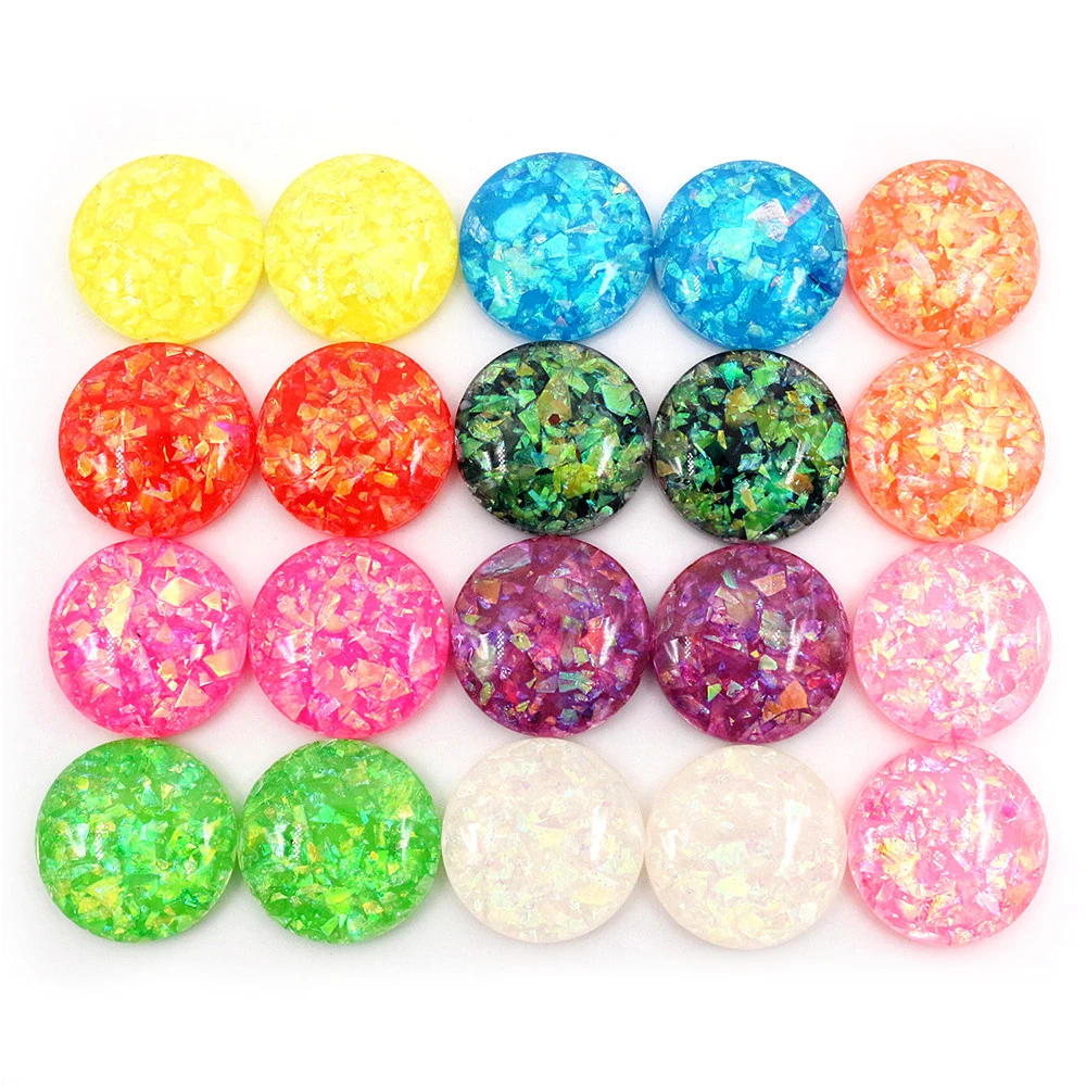 6/8/10/12/14/16/18/20mm nowa moda Mix kolor wbudowana folia metalowa płaski powrót żywica Cabochons Cameo