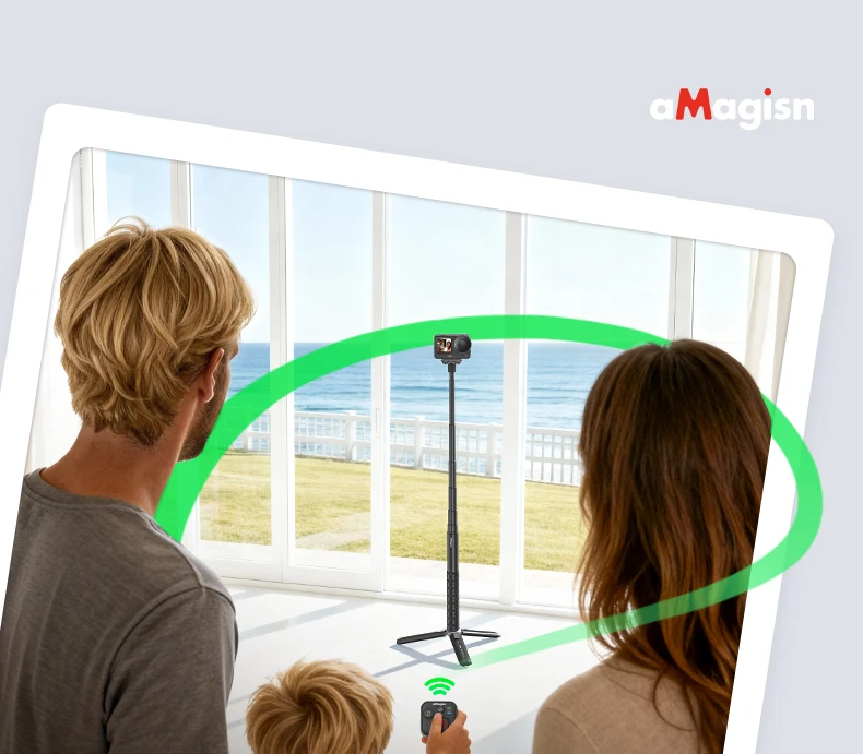 Für DJI Osmo Action 360/Action 6 5 4 Drahtlose Fernbedienung 50 m Entfernung Controller Sport Kamera Zubehör mit Handschlaufe – Detail 1
