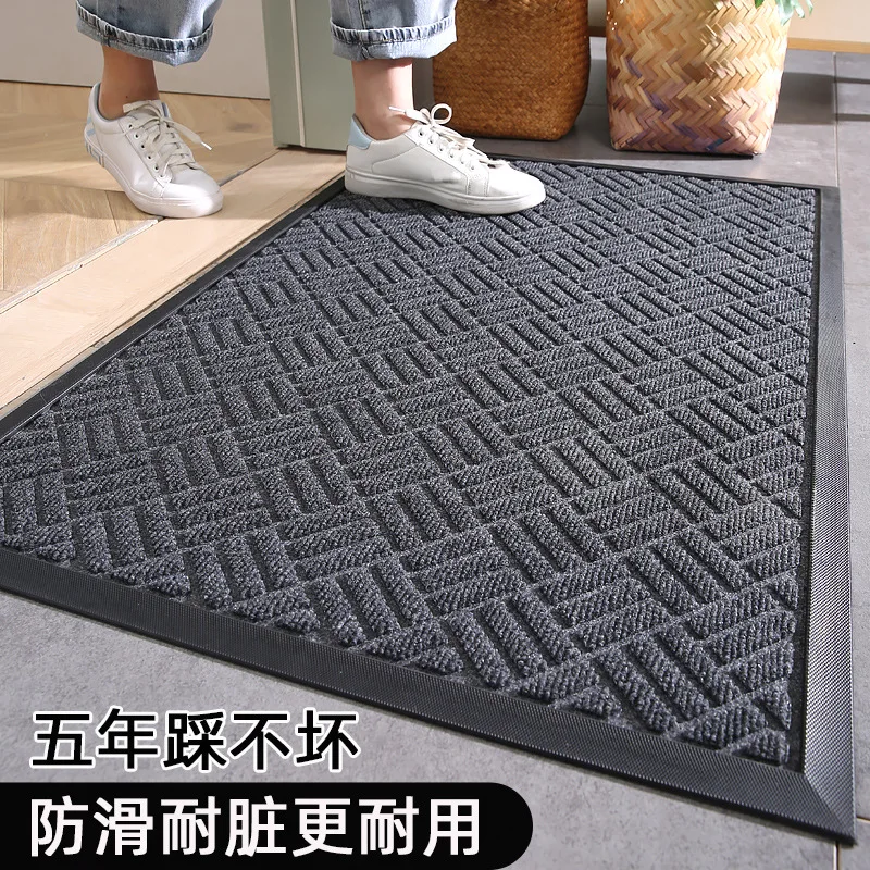 Luxury Striped Entrance Mat  Non Slip Carpet Doorstep Household Entrance Mat Dust Removal Wear-resistant Rubbing Doorstep Mat